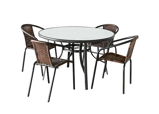 屋外のテーブルおよび椅子の円形の屋外のテラス セットを折る紫外線証拠