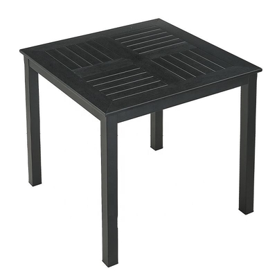 80cmの屋外の正方形のアルミニウム テーブルの黒のプラスチック木製の寄木細工の床の上